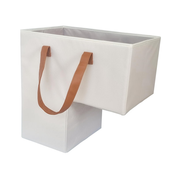 Foldable L-shape Stair Basket Stair Tidy Basket With Leather Handles